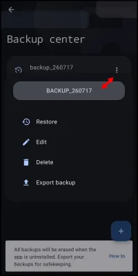 Backup's Actions Backup's Actions