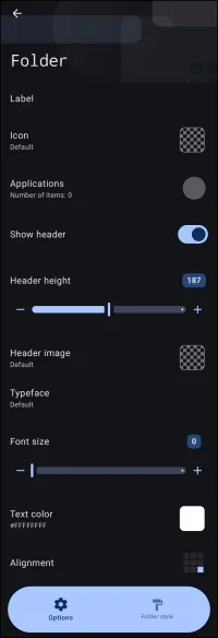 Folder Options With Header