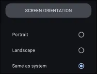 Screen orientation Screen orientation