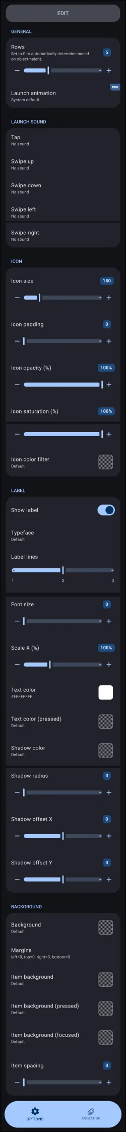 List Layout Options