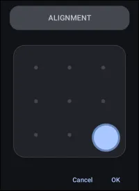 Alignment dialog