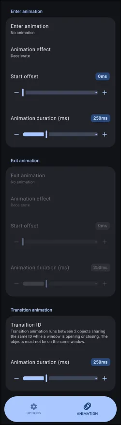 Animation - Enter / Exit dialog